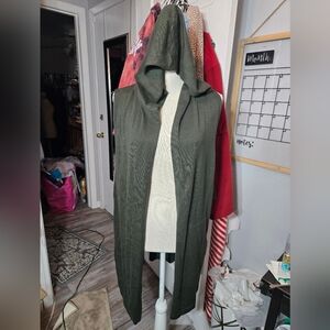 Cyrus Sleeveless Open Cardigan With Hoodie Sz 1x Green